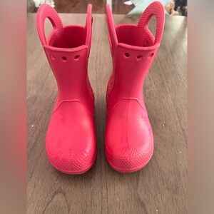 Pink toddler Croc boots. Size 10. Used, like new.